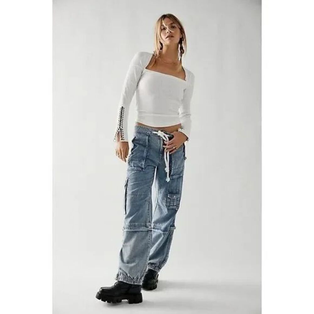 Free People We The Free South Bay Utility Cargo Jeans XL Flawed NEW